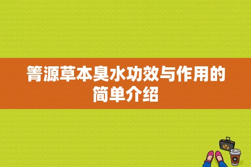 箐源草本臭水功效与作用的简单介绍